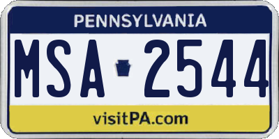 PA license plate MSA2544