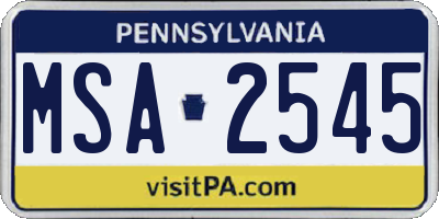 PA license plate MSA2545