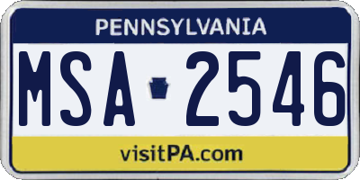 PA license plate MSA2546