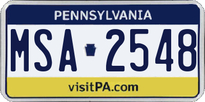 PA license plate MSA2548