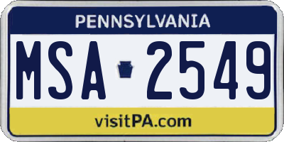 PA license plate MSA2549