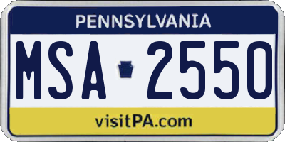 PA license plate MSA2550