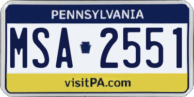 PA license plate MSA2551