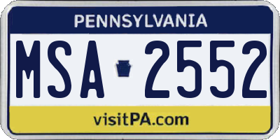 PA license plate MSA2552