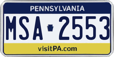 PA license plate MSA2553