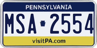PA license plate MSA2554