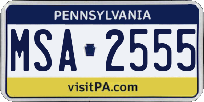 PA license plate MSA2555