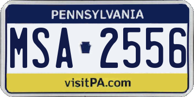 PA license plate MSA2556