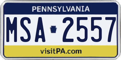 PA license plate MSA2557
