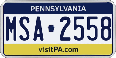 PA license plate MSA2558