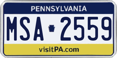 PA license plate MSA2559