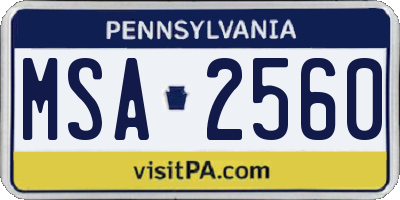 PA license plate MSA2560
