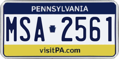 PA license plate MSA2561