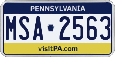 PA license plate MSA2563