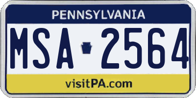 PA license plate MSA2564