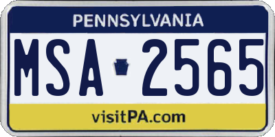 PA license plate MSA2565