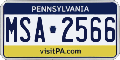 PA license plate MSA2566
