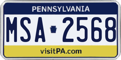 PA license plate MSA2568