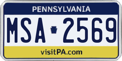 PA license plate MSA2569