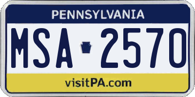 PA license plate MSA2570