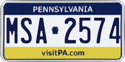 PA license plate MSA2574