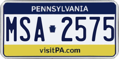 PA license plate MSA2575
