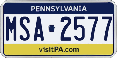 PA license plate MSA2577