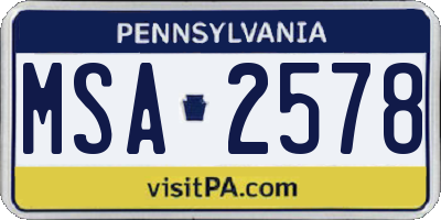 PA license plate MSA2578