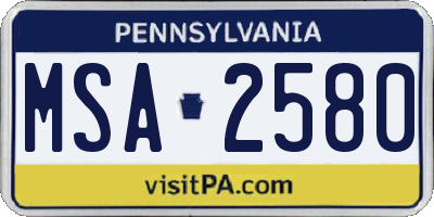 PA license plate MSA2580