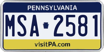 PA license plate MSA2581