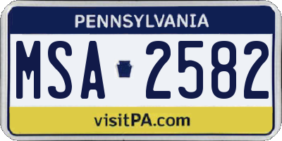 PA license plate MSA2582