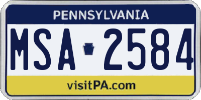PA license plate MSA2584