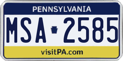 PA license plate MSA2585