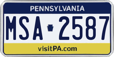 PA license plate MSA2587