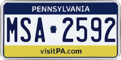 PA license plate MSA2592