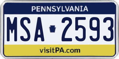 PA license plate MSA2593