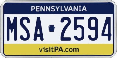 PA license plate MSA2594