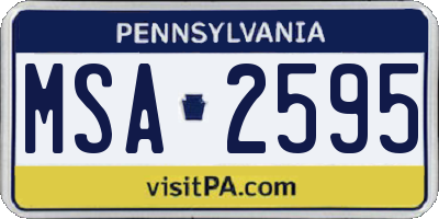 PA license plate MSA2595