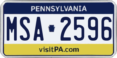 PA license plate MSA2596