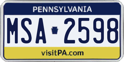 PA license plate MSA2598