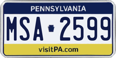 PA license plate MSA2599