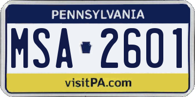 PA license plate MSA2601