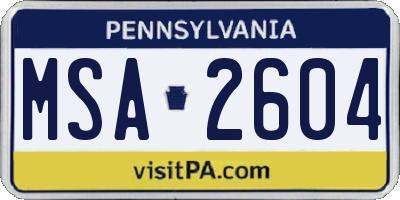 PA license plate MSA2604