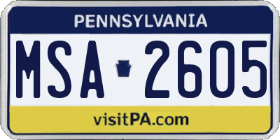 PA license plate MSA2605