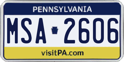 PA license plate MSA2606