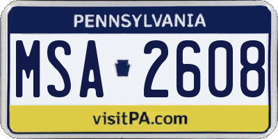 PA license plate MSA2608