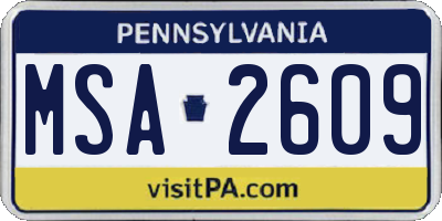 PA license plate MSA2609