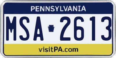 PA license plate MSA2613