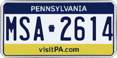 PA license plate MSA2614