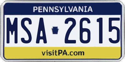 PA license plate MSA2615